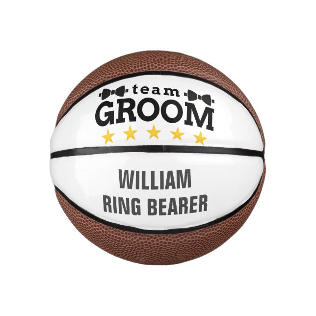 Mini Ballon De Basket Groupe d'équipe | Groomsman | Licence | Blanc noir (Devant)