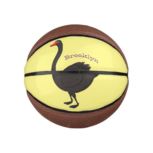 Mini Ballon De Basket Illustration de cygne noir (Devant)