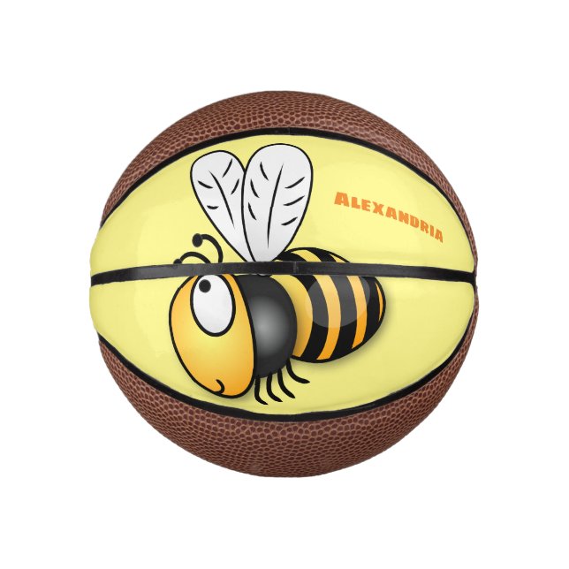 Mini Ballon De Basket Illustration de dessin animé d'abeilles joyeux (Devant)