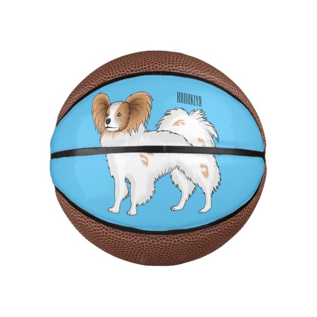 Mini Ballon De Basket Illustration de dessin pour chien de Papillon (Devant)