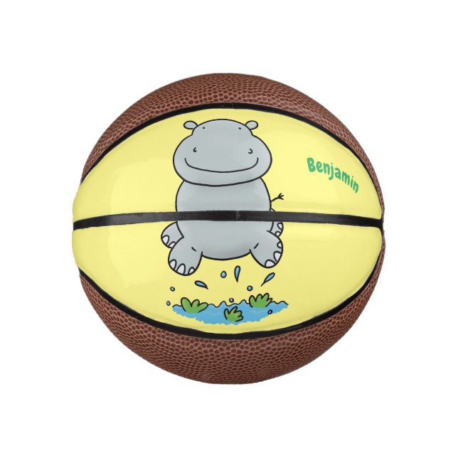 Mini Ballon De Basket Illustration de saut en hippo mignon (Devant)