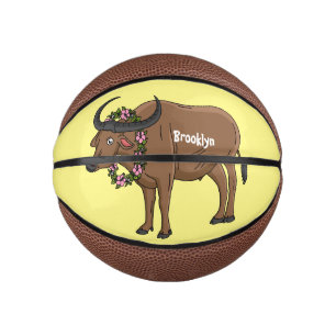 Mini Ballon De Basket Illustration de style cartoon de buffle avec des f