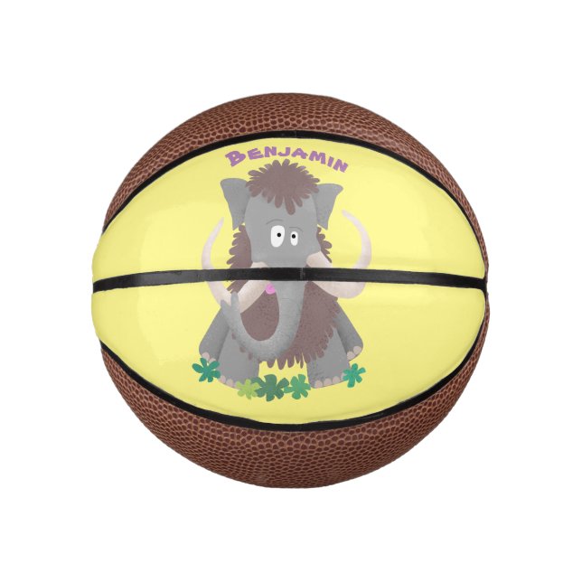 Mini Ballon De Basket Illustration drôle de mammouth laineux (Devant)