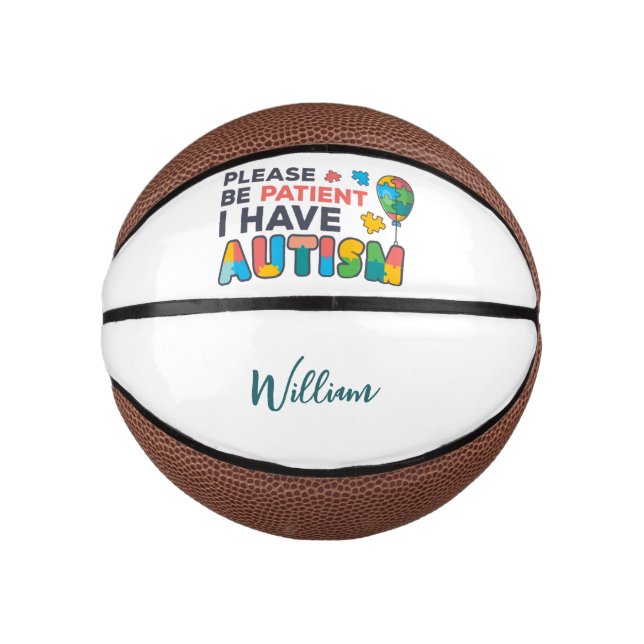 Mini Ballon De Basket J'ai l'autisme Swag personnalisé (Devant)