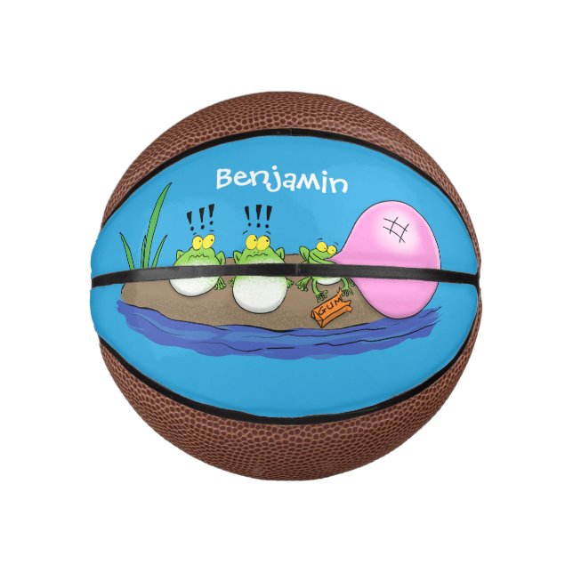 Mini Ballon De Basket Jolie grenouilles drôles bubblegum dessin animé il (Devant)