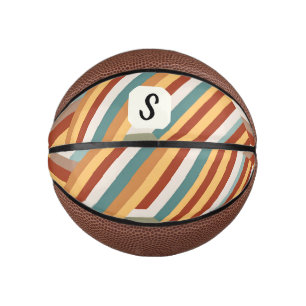 Mini Ballon De Basket Les années 70 géométrique Monogramme Retro personn