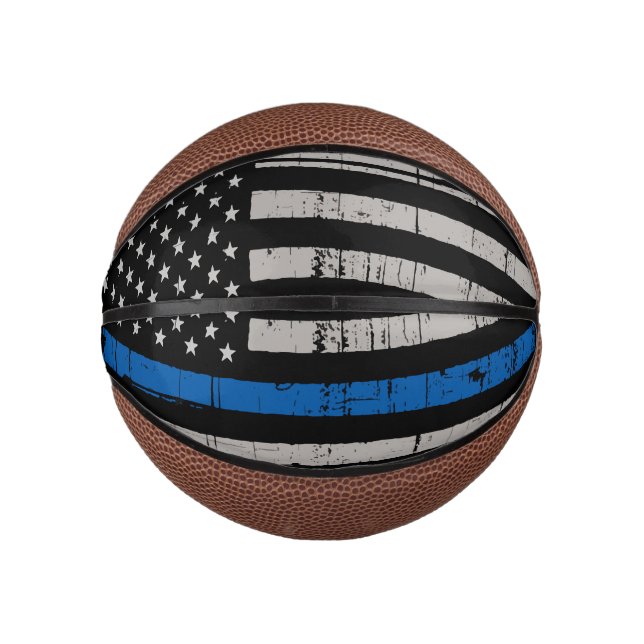 Mini Ballon De Basket Ligne Bleue Mince Police (Devant)