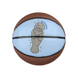 Mini Ballon De Basket Mignonne manatée bébé avec bulles illustration