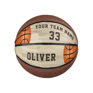 Mini Ballon De Basket Nom du joueur personnalisé Numéro d'équipe Bois