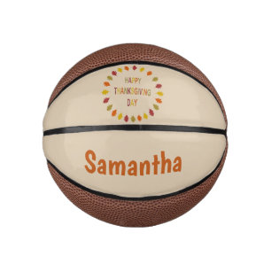 Mini Ballon De Basket Nom personnalisé des Feuilles de chêne Thanksgivin
