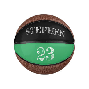 Mini Ballon De Basket Numéro de nom personnalisé vert gravure Basket-bal