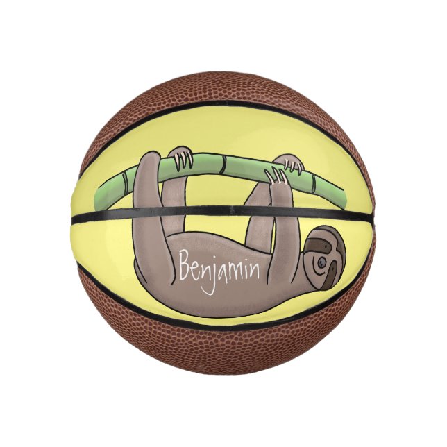 Mini Ballon De Basket Paresse souriante mignon sur dessin animé en bambo (Devant)
