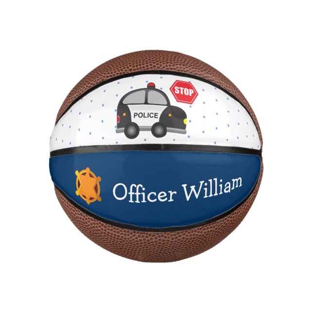 Mini Ballon De Basket Petit Garçon policier et voiture (Devant)