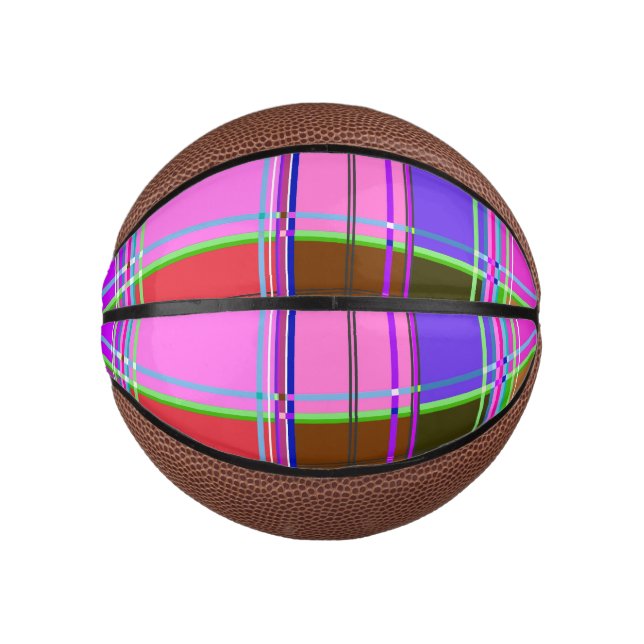 Mini Ballon De Basket Pink tartan Fabric Pattern Cloth Madras (Devant)