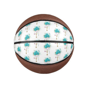 Mini Ballon De Basket Roses turquoise avec touches