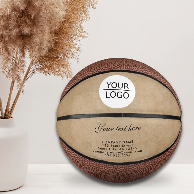 Mini Ballon De Basket Rustic Ajoutez votre logo avec Custom Text Company (Créateur téléchargé)