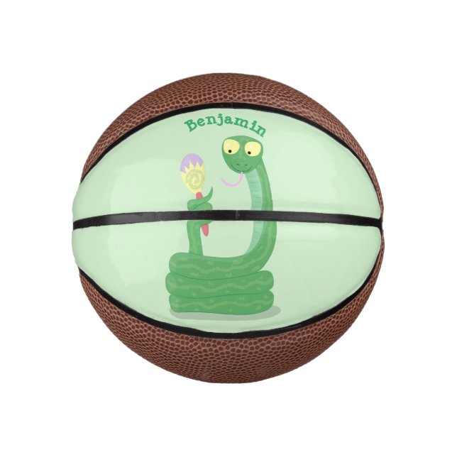 Mini Ballon De Basket Serpent vert amusant avec caricature maraca mini (Devant)