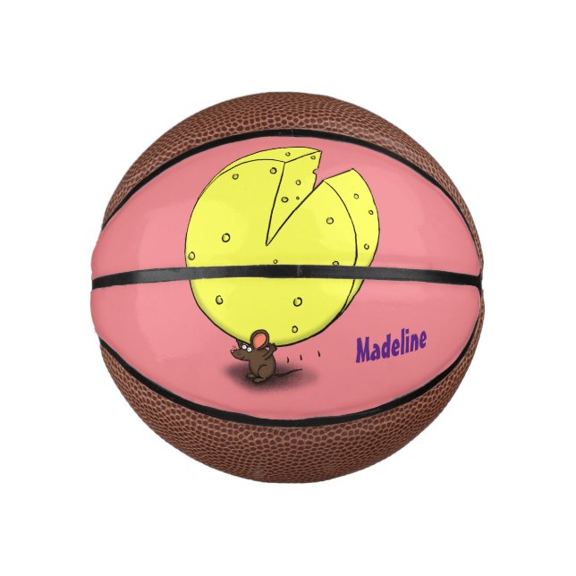 Mini Ballon De Basket Souris mignonne avec dessin animé au fromage (Devant)