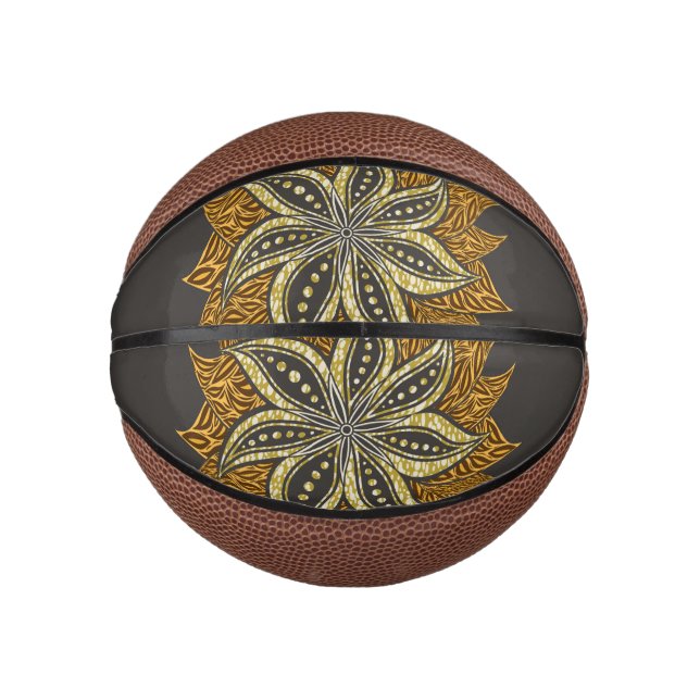 Mini Ballon De Basket Style Batik Floral Abstrait africain (Devant)