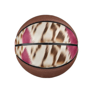 Mini Ballon De Basket Stylish Girly Rose White Gold Zebra