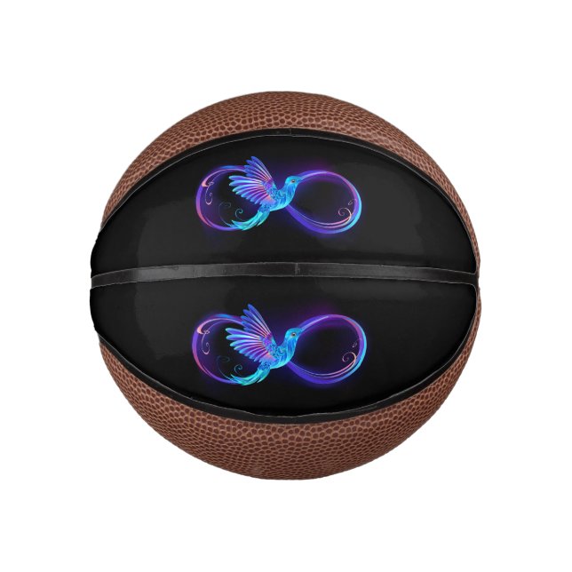 Mini Ballon De Basket Symbole de Neon Infinity par Glowing Hummingbird (Devant)
