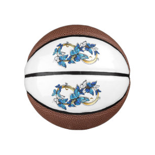 Mini Ballon De Basket Symbole infini de papillons Morpho bleus