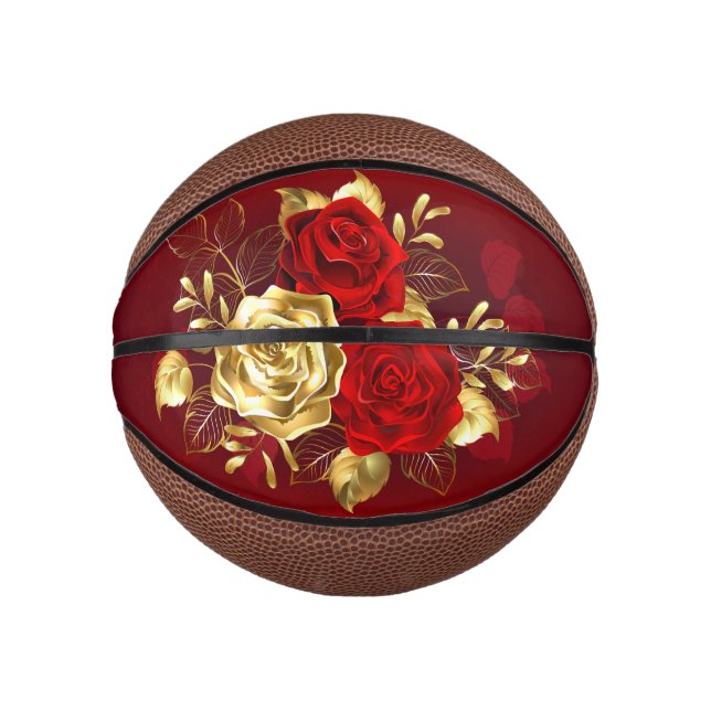 Mini Ballon De Basket Trois Roses de bijoux (Devant)