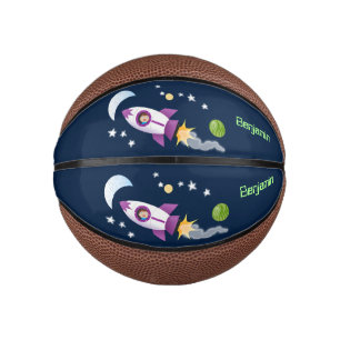 Mini Ballon De Basket Un adorable vaisseau-fusée dans l'espace dessin an
