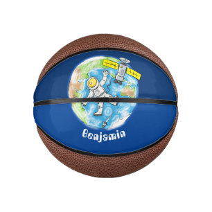 Mini Ballon De Basket Un astronaute amusant dans l'espace et la bande de