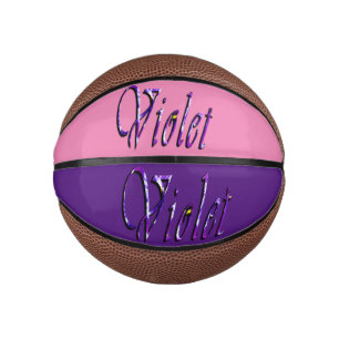 Mini Ballon De Basket Violet Floral Violet Nom, Basketball Enfants