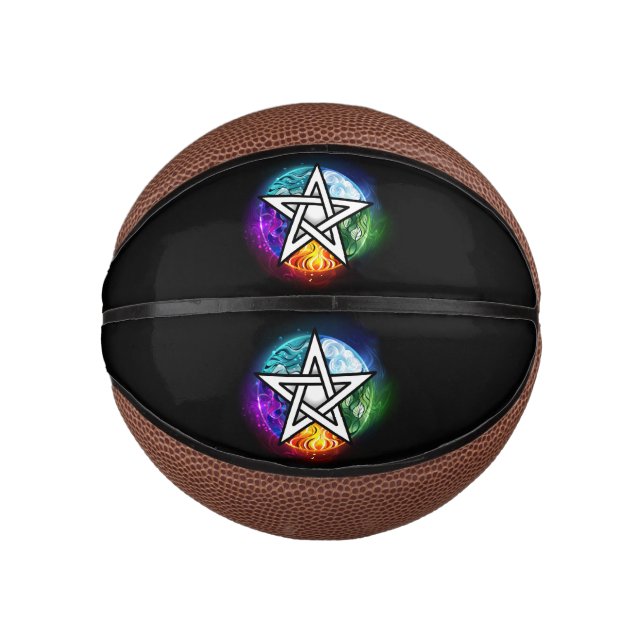 Mini Ballon De Basket Wiccan pentagram (Devant)