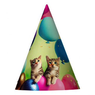 Mini Balloon Kitty Pair - Birthday Party Hat
