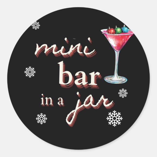 Mini bar dans un bocal autocollant de Noël (Devant)