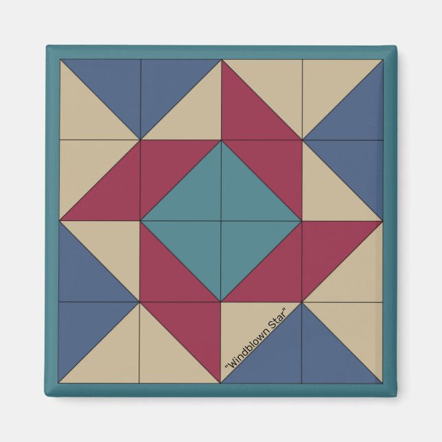 Mini Barn Quilt Americana Pinwheel Magnet (Front)