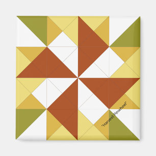 Mini Barn Quilt Harvest Pinwheel Magnet