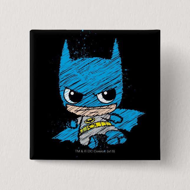 Mini Batman Sketch 2 Inch Square Button (Front)