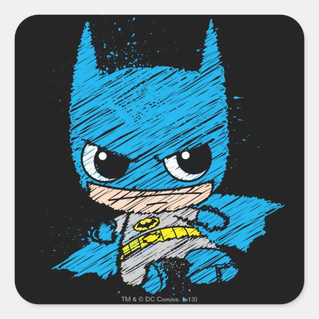 Mini Batman Sketch Square Sticker (Front)