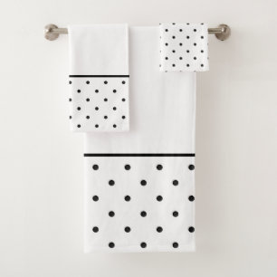 Mini Black Acrylic Polka Dots Bath Towel Set