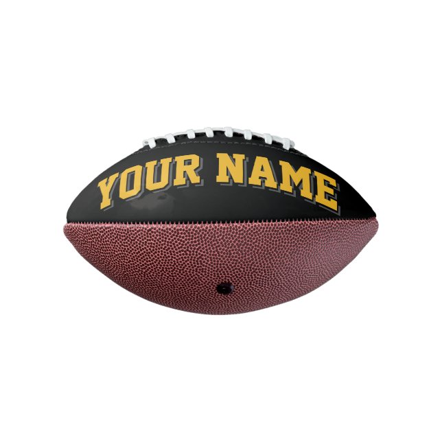 Mini BLACK GOLD AND CHARCOAL Personalized Football (Rotated 270)