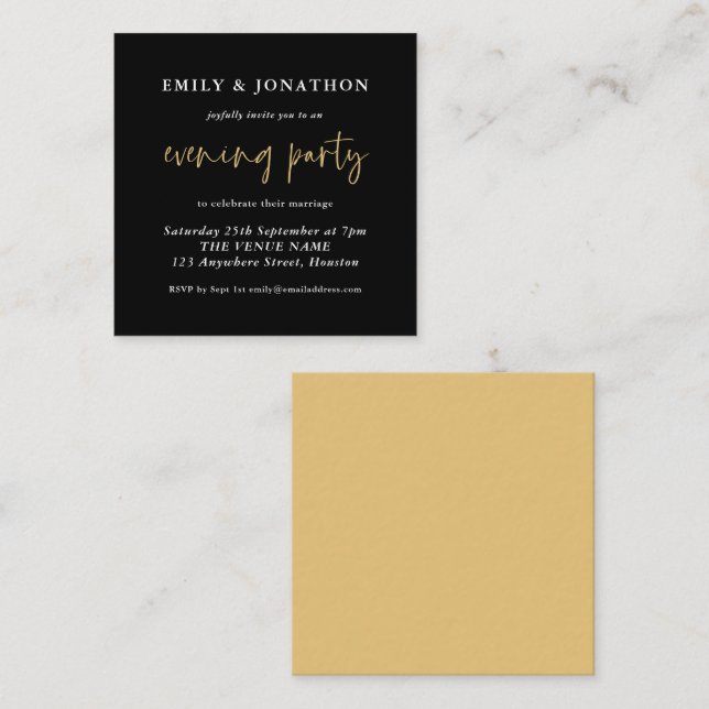 MINI Black Gold Mariage Invitation de soirée (Devant / Derrière)