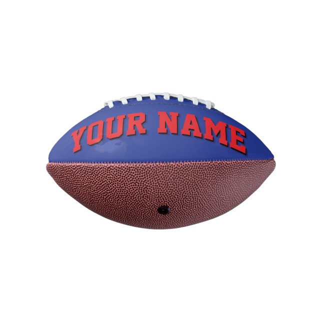 Mini BLUE AND RED Personalized Football (Rotated 270)