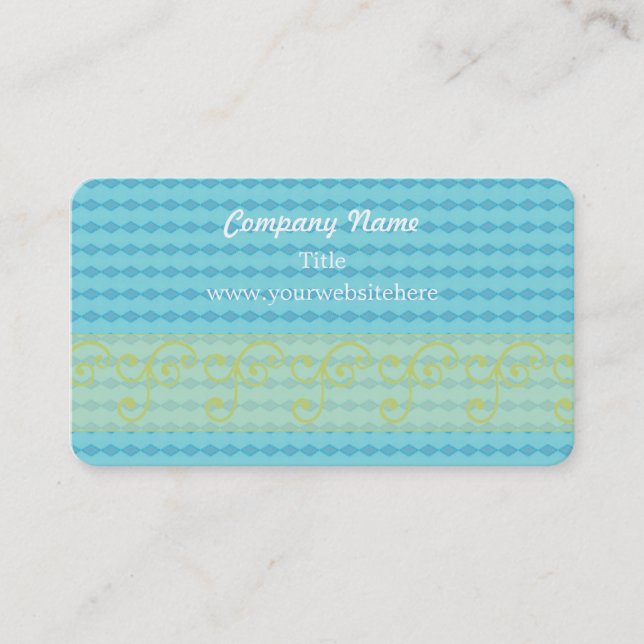 Mini Blue Diamond Pattern Business Card (Front)