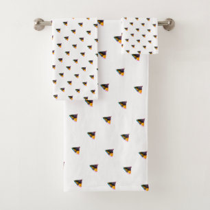 Mini Blue Dog Kisses White Bath Towel Set