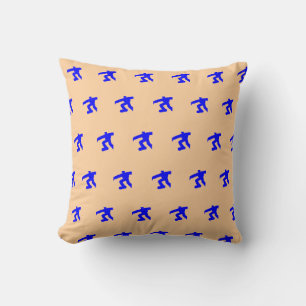 Mini Blue Running Men Melon  Throw Pillow