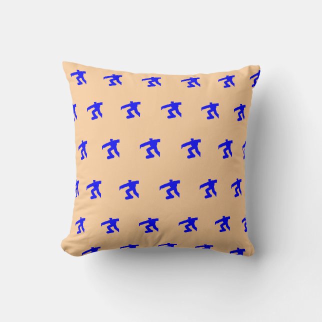 Mini Blue Running Men Melon  Throw Pillow (Front)