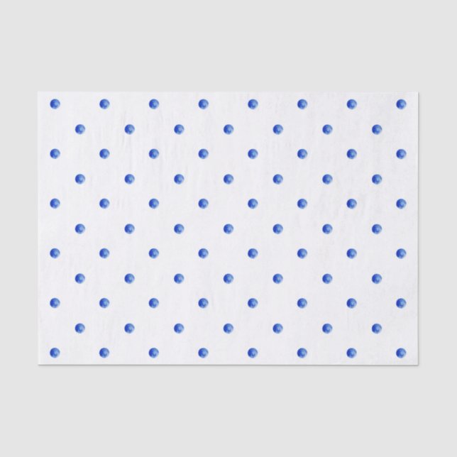 Mini Blue Watercolor Polka Dots Tissue Paper (Front)