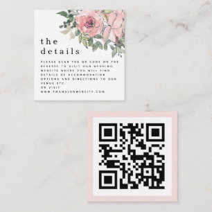 MINI Blush Florals QR code Wedding Details Enclosure Card