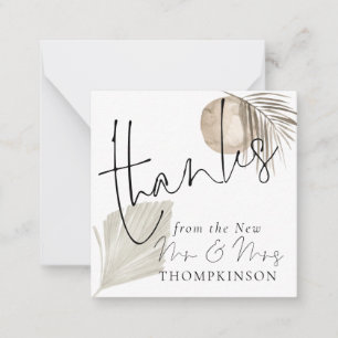 MINI   Boho Pampas New Mr Mrs Wedding Thanks Card
