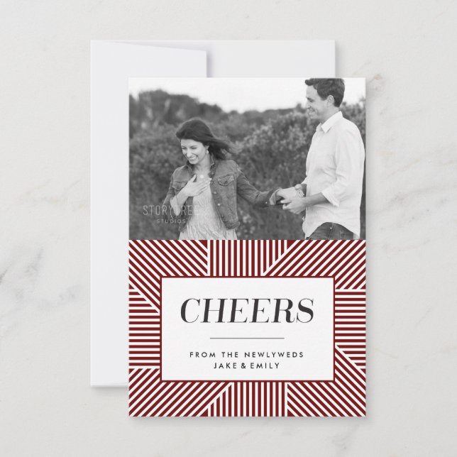Mini Bold Holiday Engagement, Red Photo card (Front)