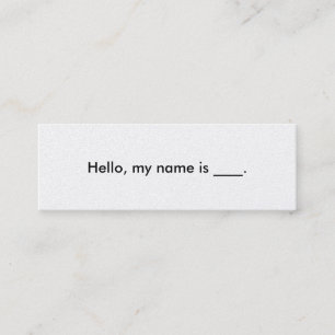 Mini Bonjour, mon nom est carte de visite